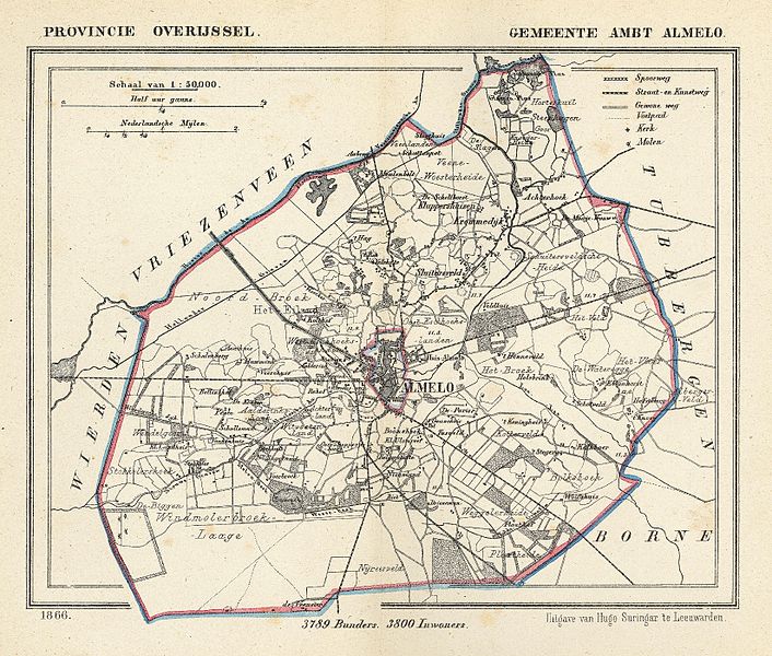Map of Almelo 1866 Netherlands Tourism