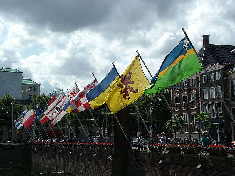 Flags of all Provinces at the Binnenhof in The Hague